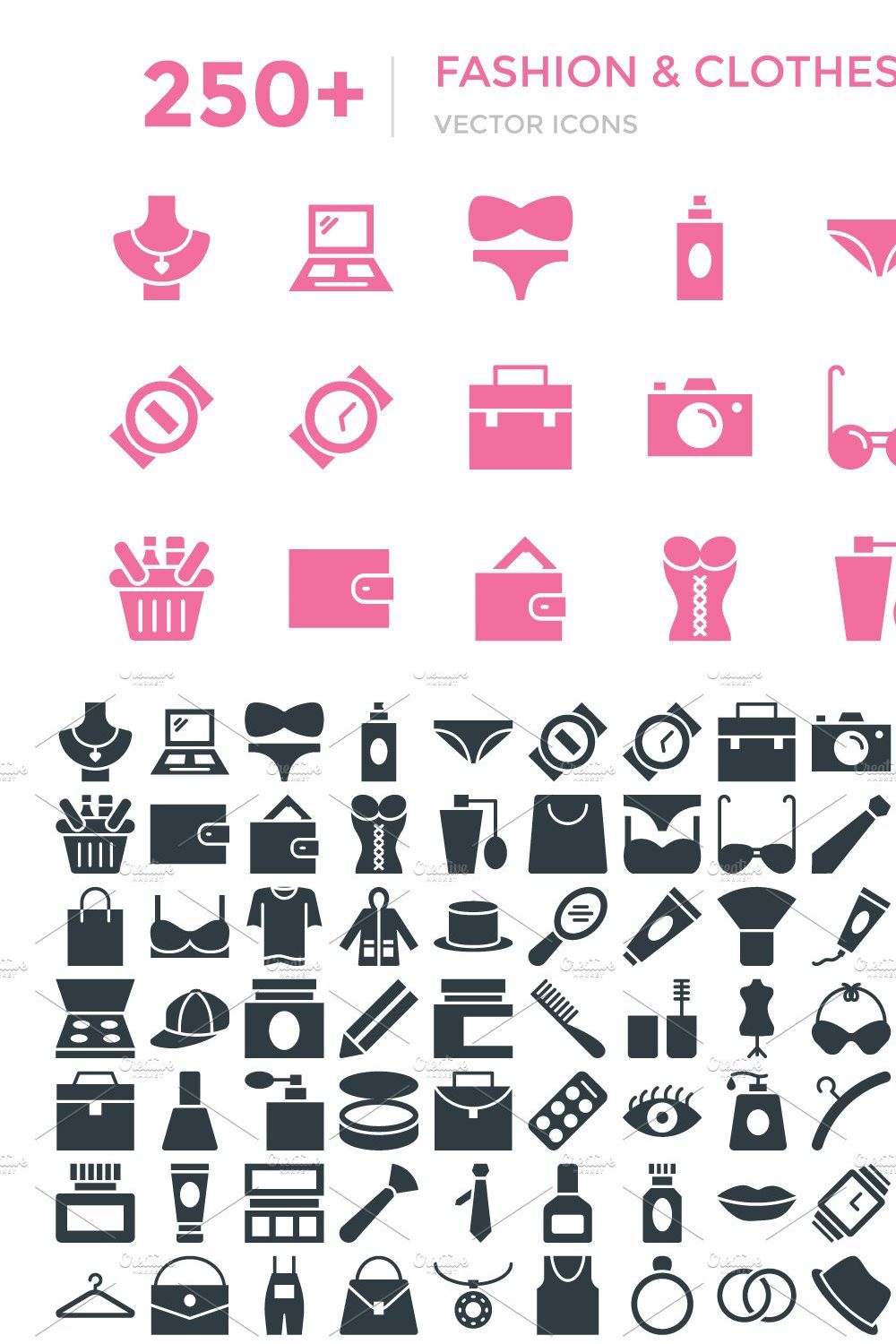 250+ Fashion and Clothes Vector Icon pinterest preview image.