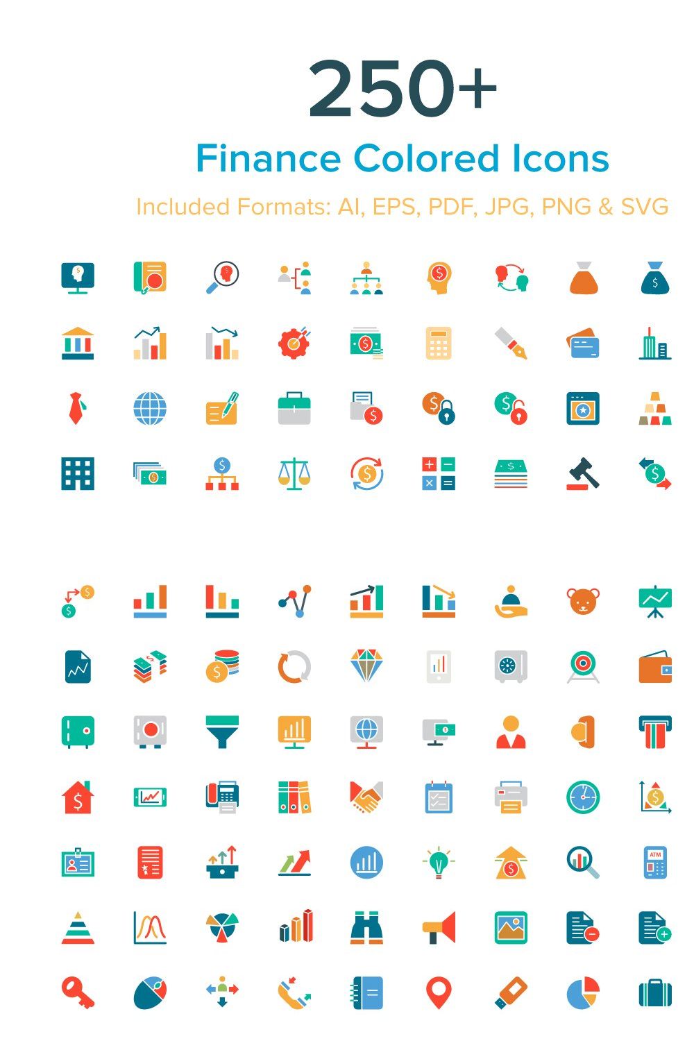 250+ Finance Colored Icons pinterest preview image.
