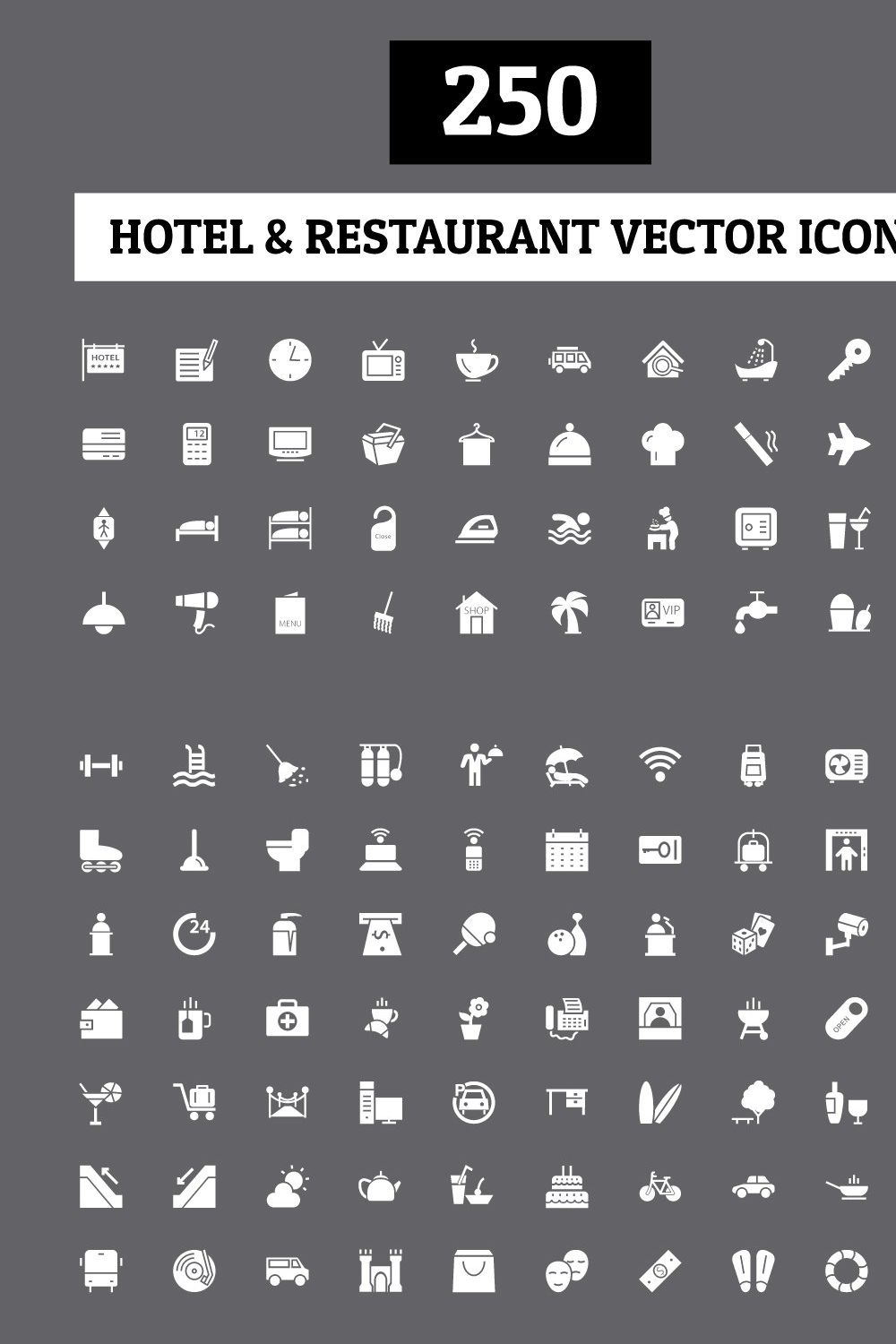 250 Hotel and Restaurant Vector Icon pinterest preview image.