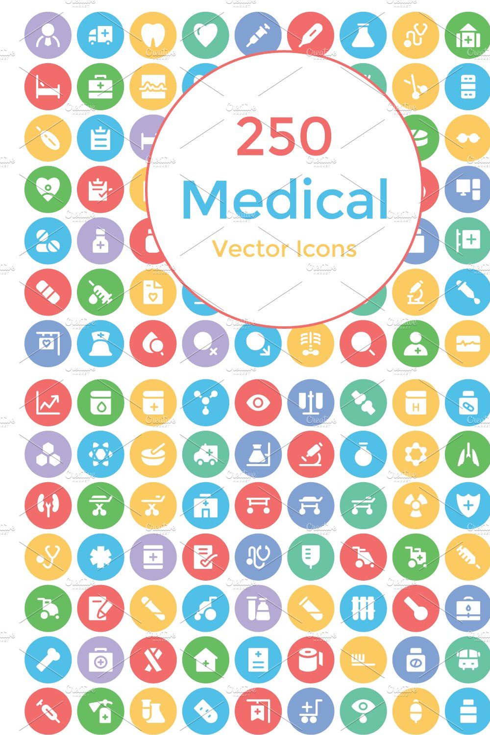 250 Medical Vector Icons pinterest preview image.