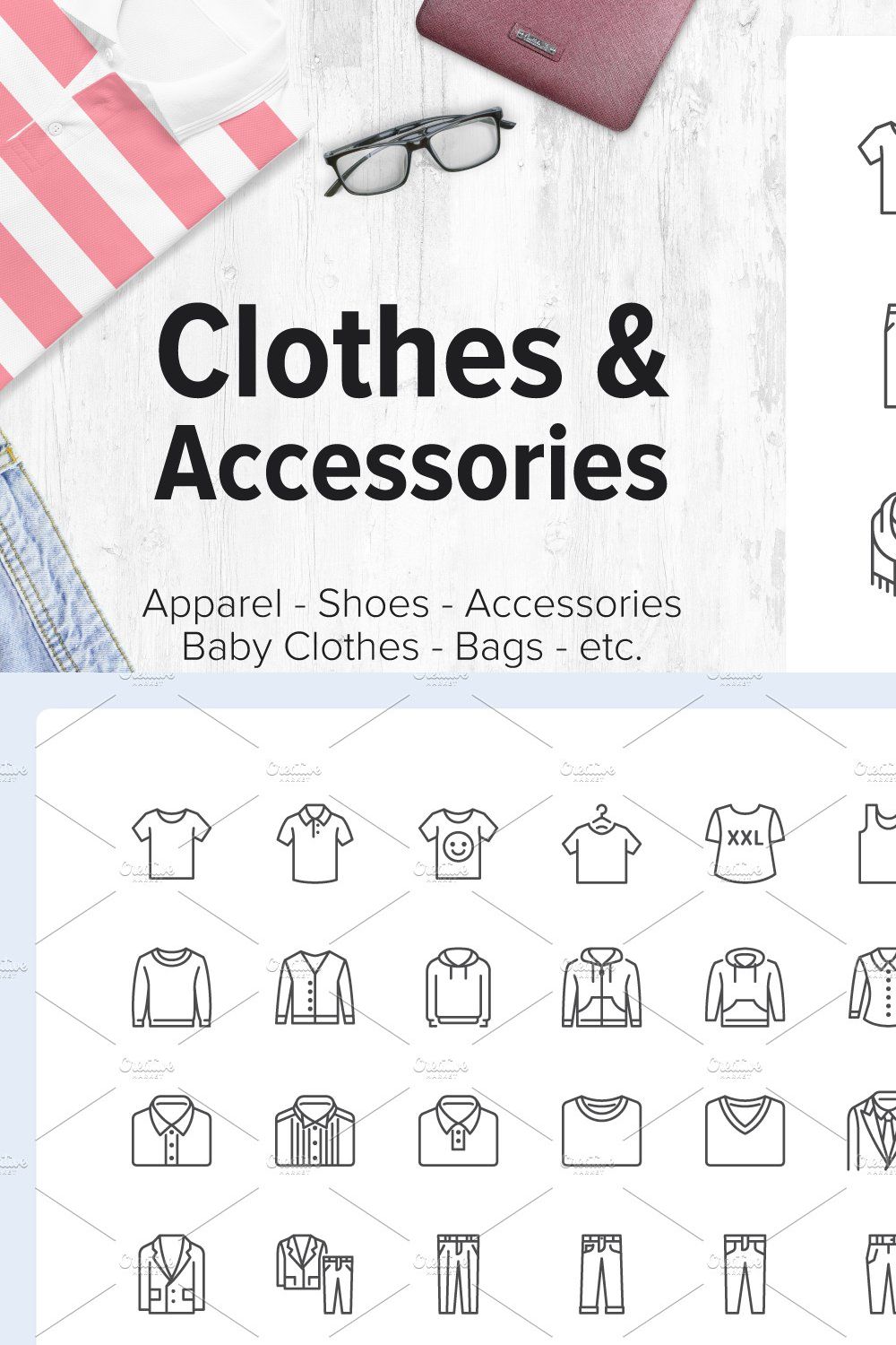 254 Clothes & Accessories Icons pinterest preview image.