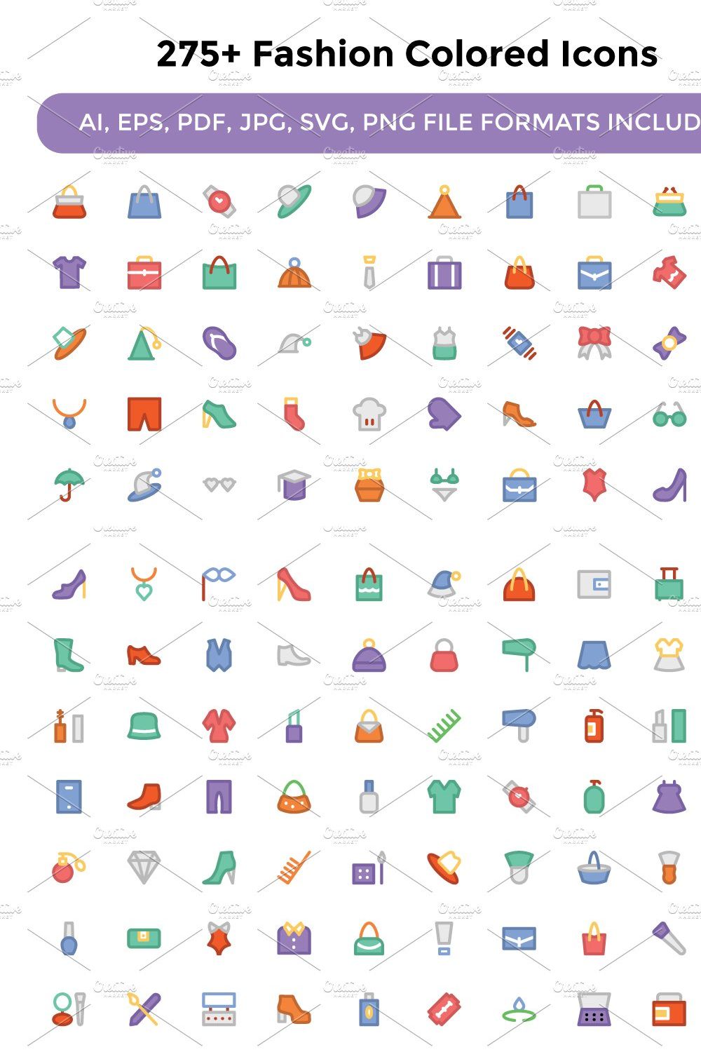 275+ Fashion Colored Icons pinterest preview image.