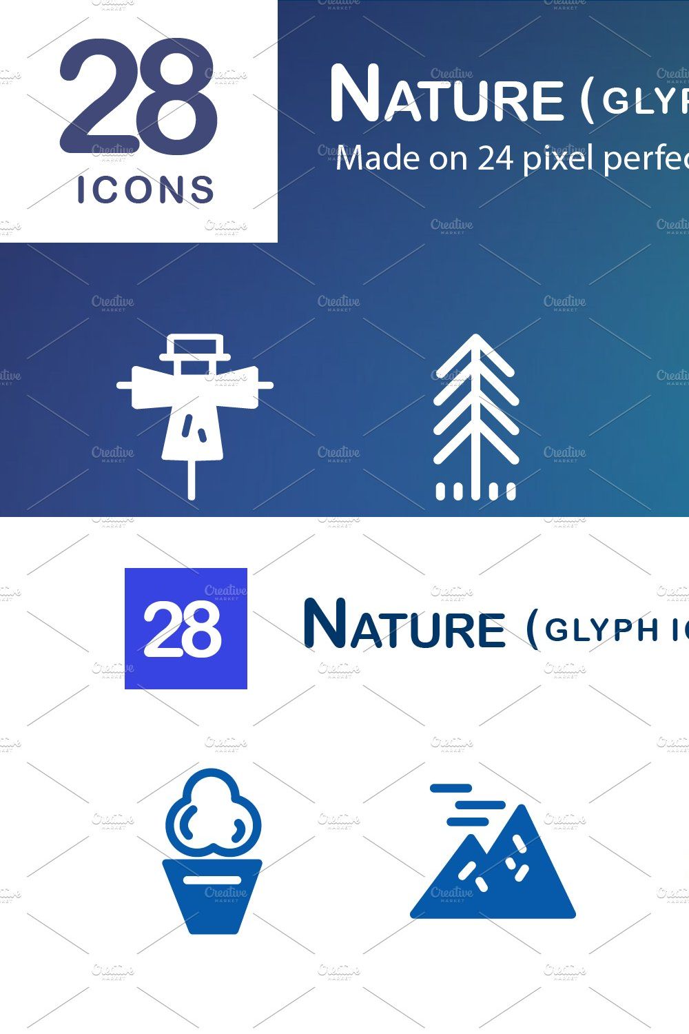 28 Nature Glyph Icons pinterest preview image.