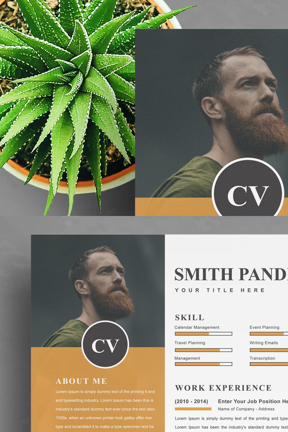 3 page Resume Template Cover Letter pinterest preview image.