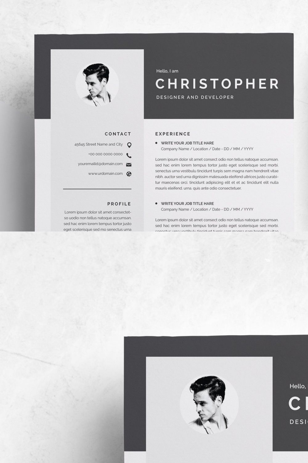3 Pages Modern Resume Template/CV pinterest preview image.