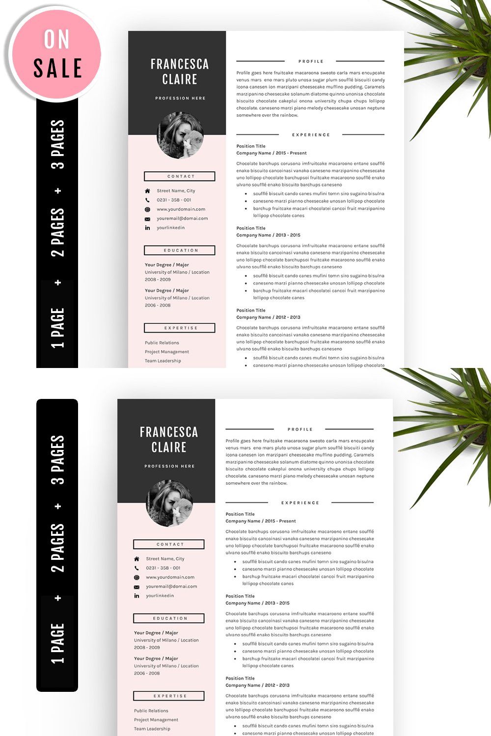 3 Pages Resume Template - Sale pinterest preview image.