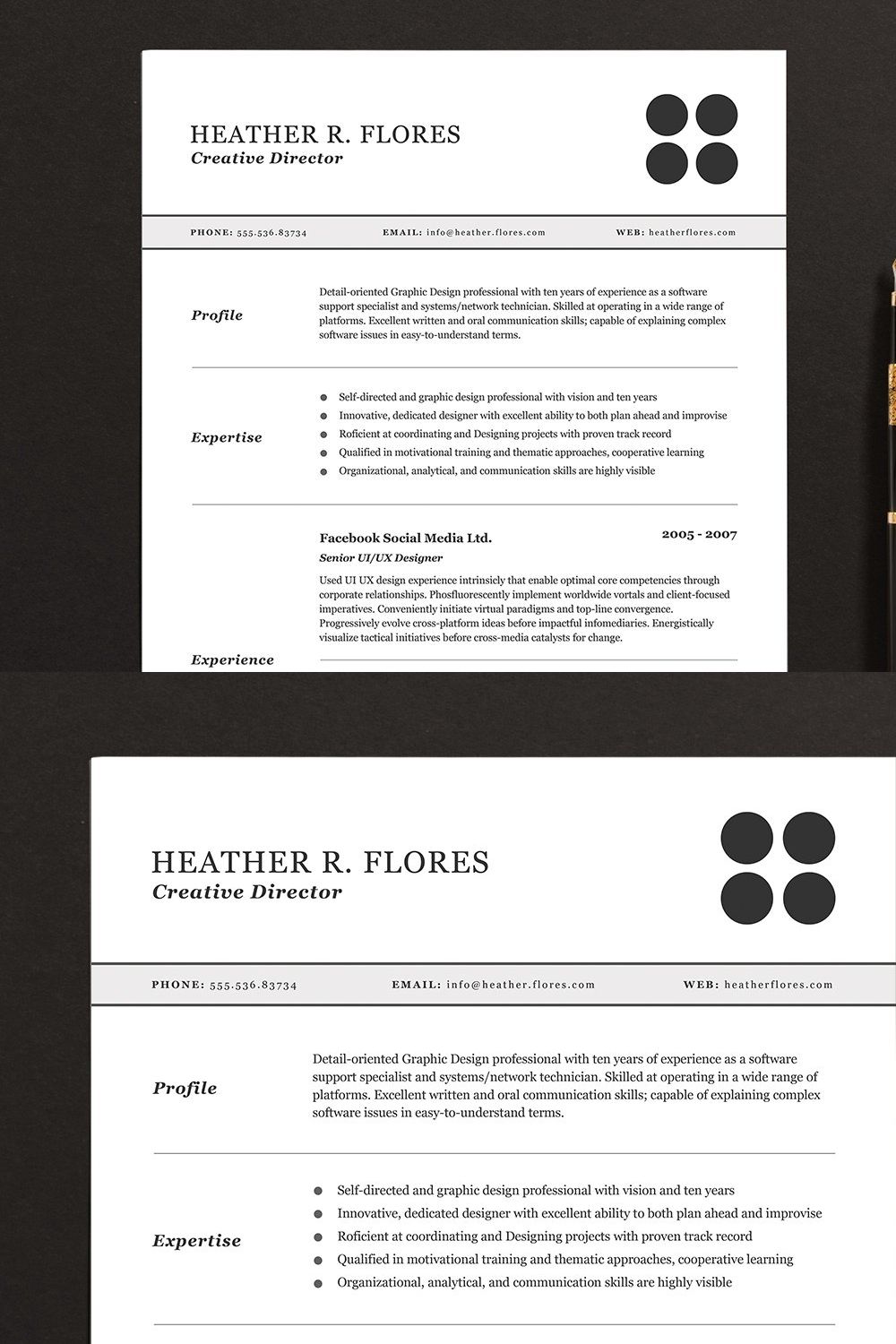 3 Pages Resume/CV Template Full Set pinterest preview image.