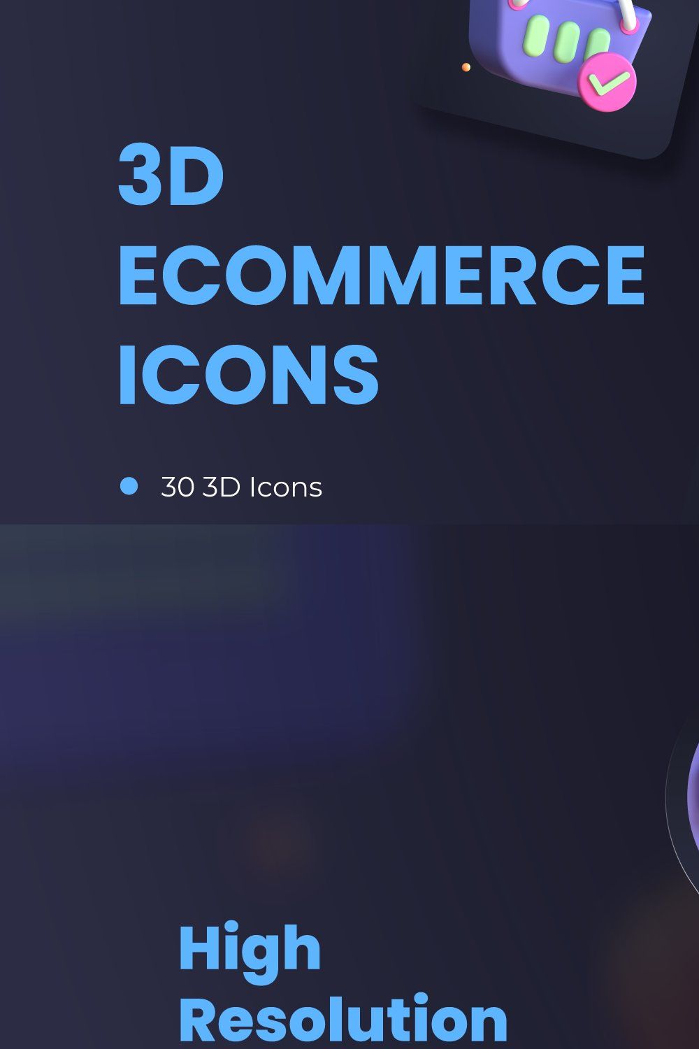 30 3D eCommerce Icon Set pinterest preview image.