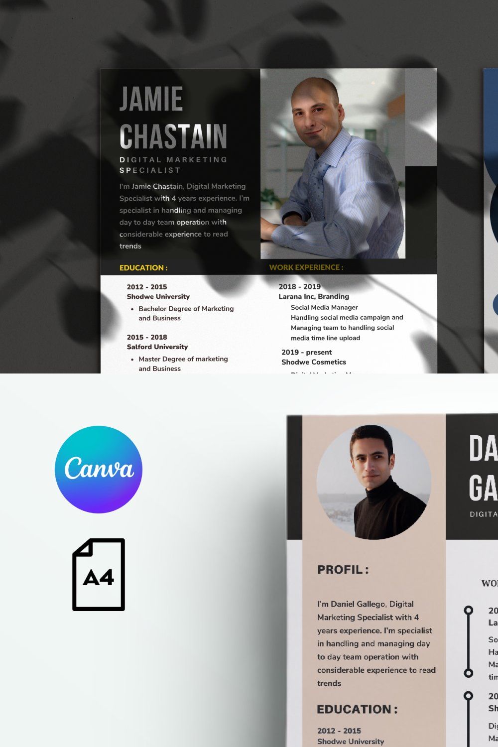 30 Canva Resume CV template pinterest preview image.