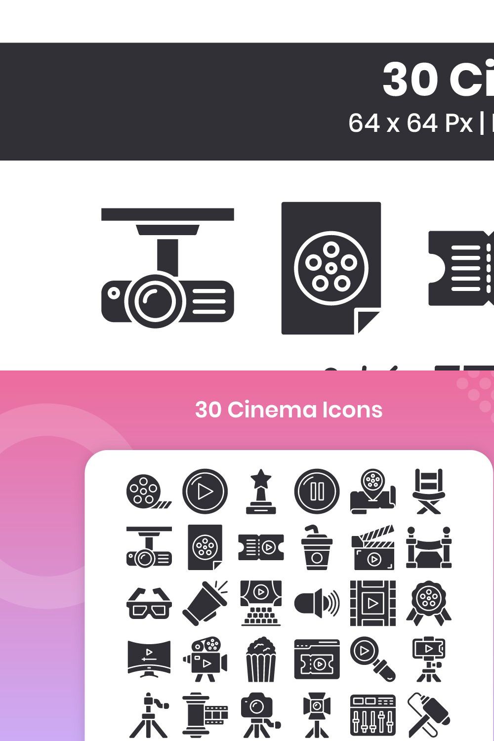 30 Cinema - Glyph pinterest preview image.