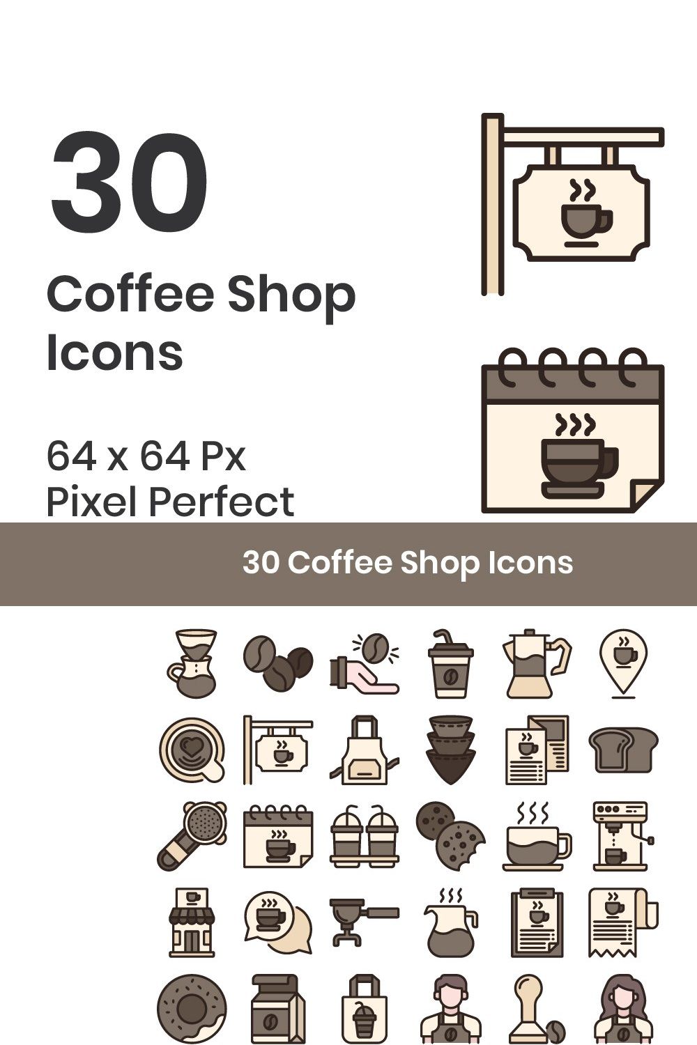 30 Coffee Shop - Filled Line pinterest preview image.