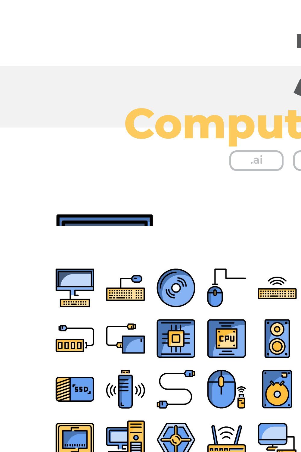 30 Computer Hardware Icon Sets pinterest preview image.