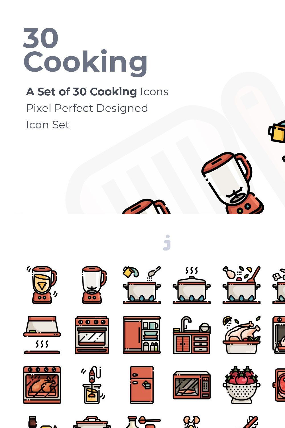 30 Cooking Icon set pinterest preview image.