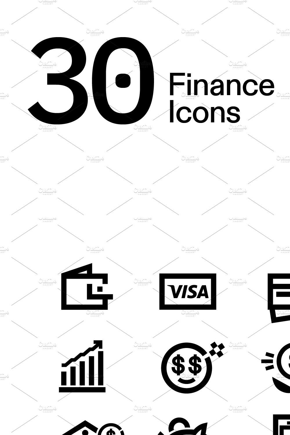 30 Finance Icons pinterest preview image.
