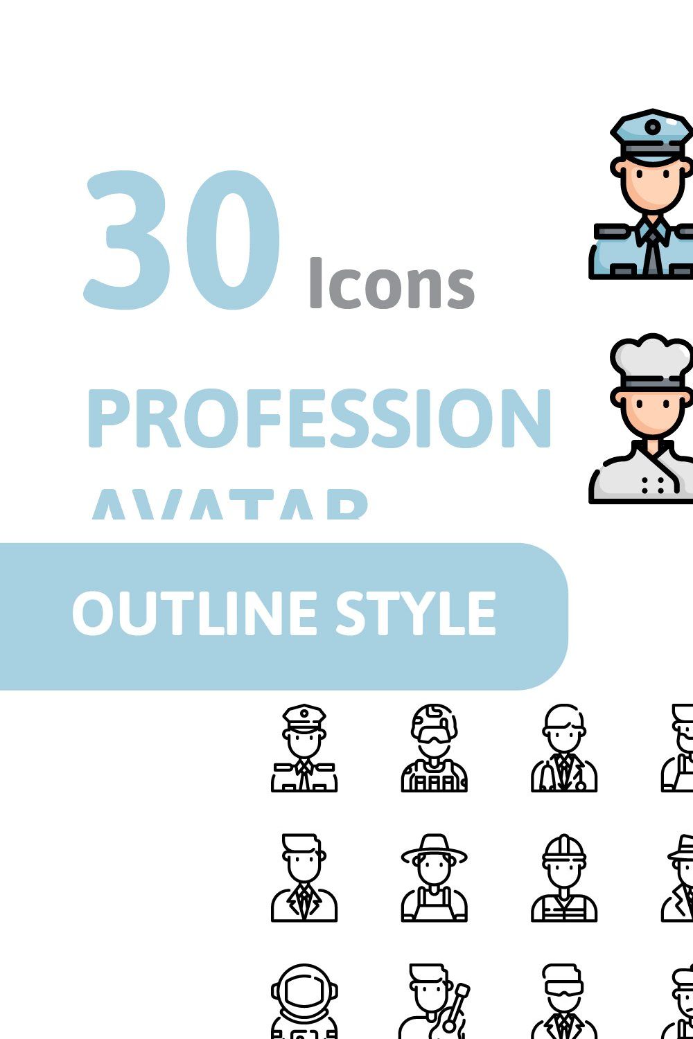 30 Profession Avatar pinterest preview image.