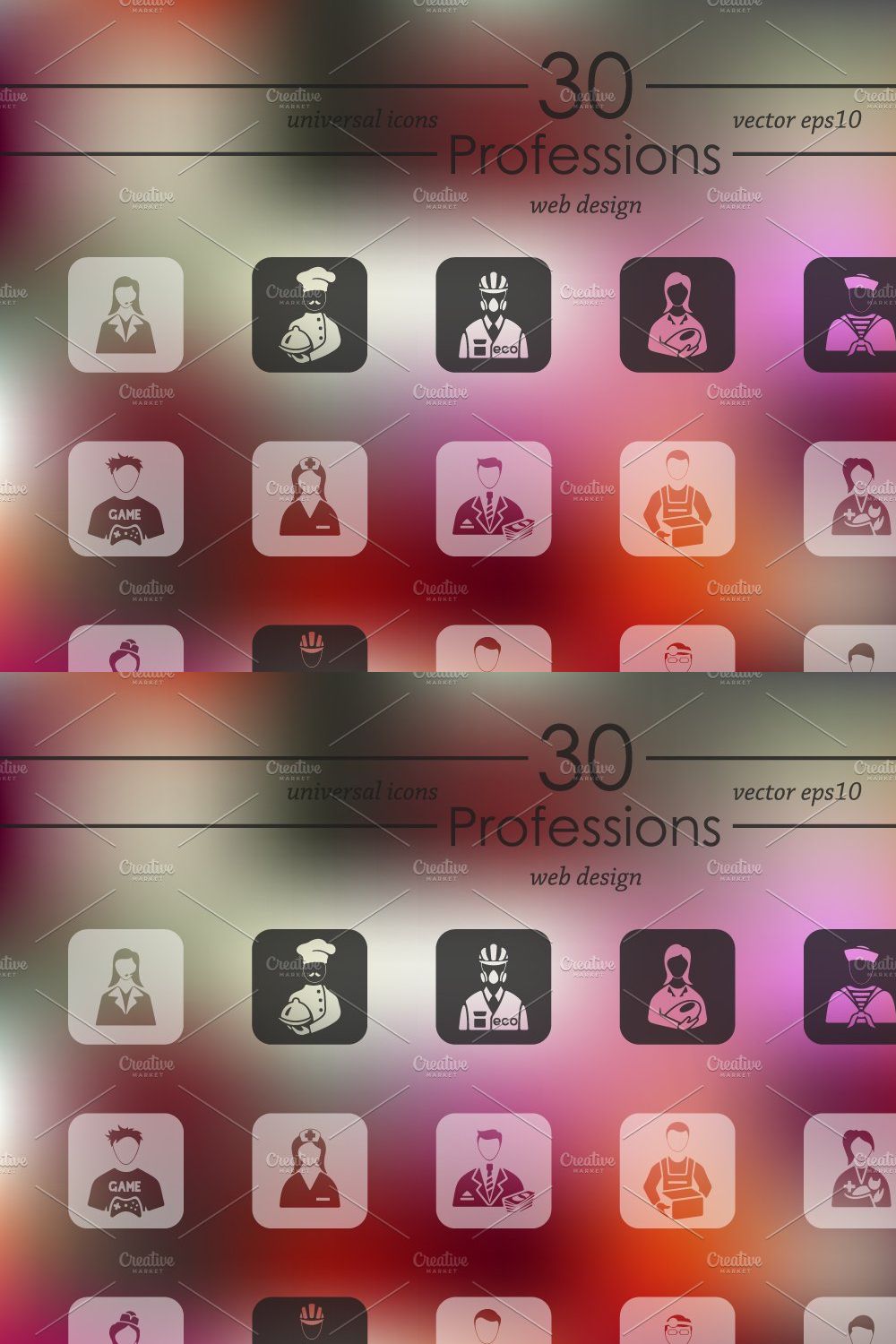 30 PROFESSIONS icons pinterest preview image.