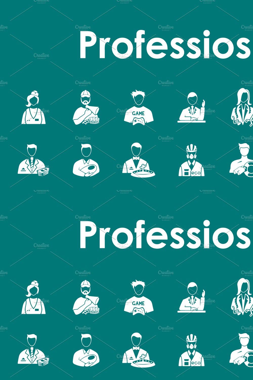 30 PROFESSIONS simple icons pinterest preview image.