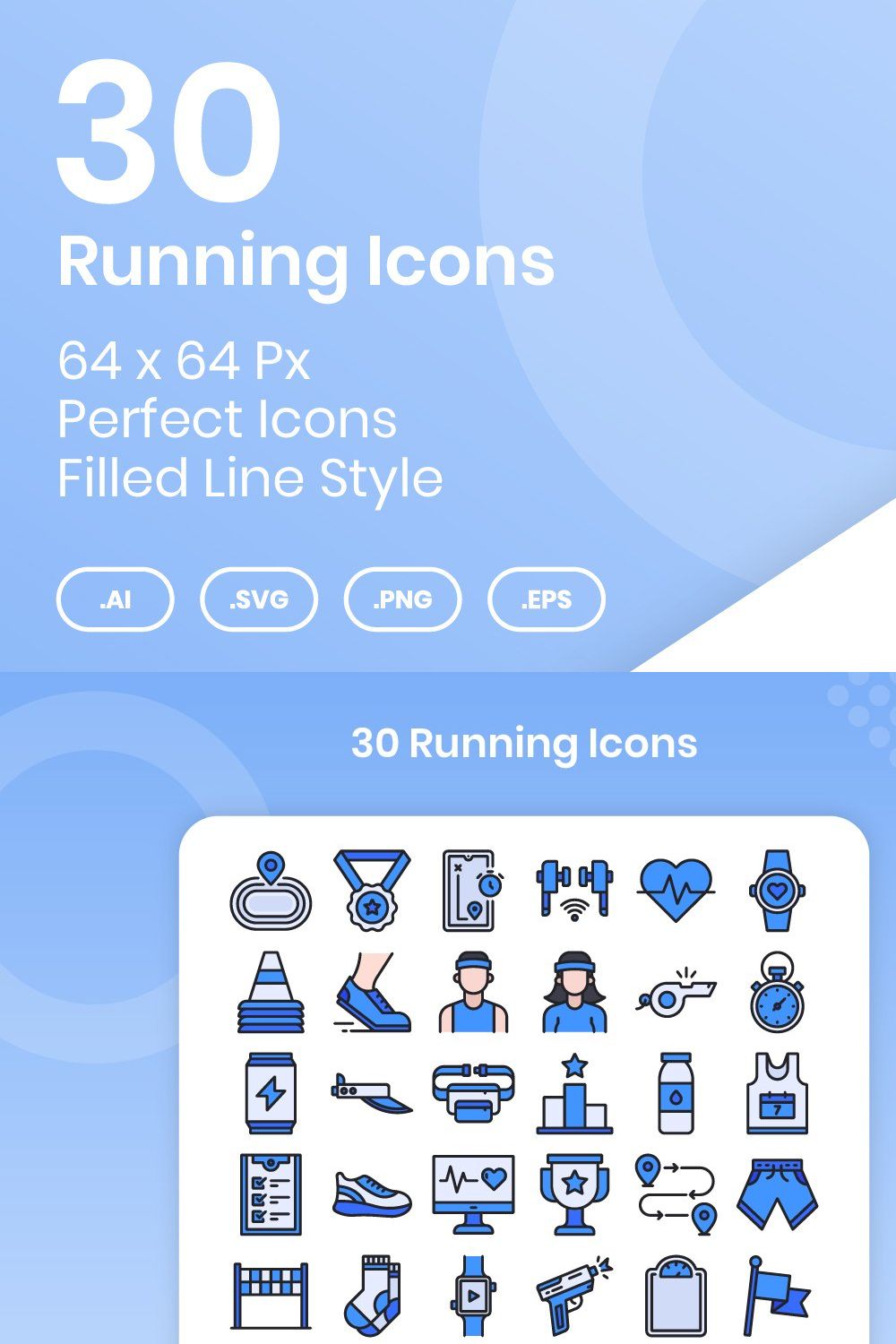 30 Running - Filled Line pinterest preview image.