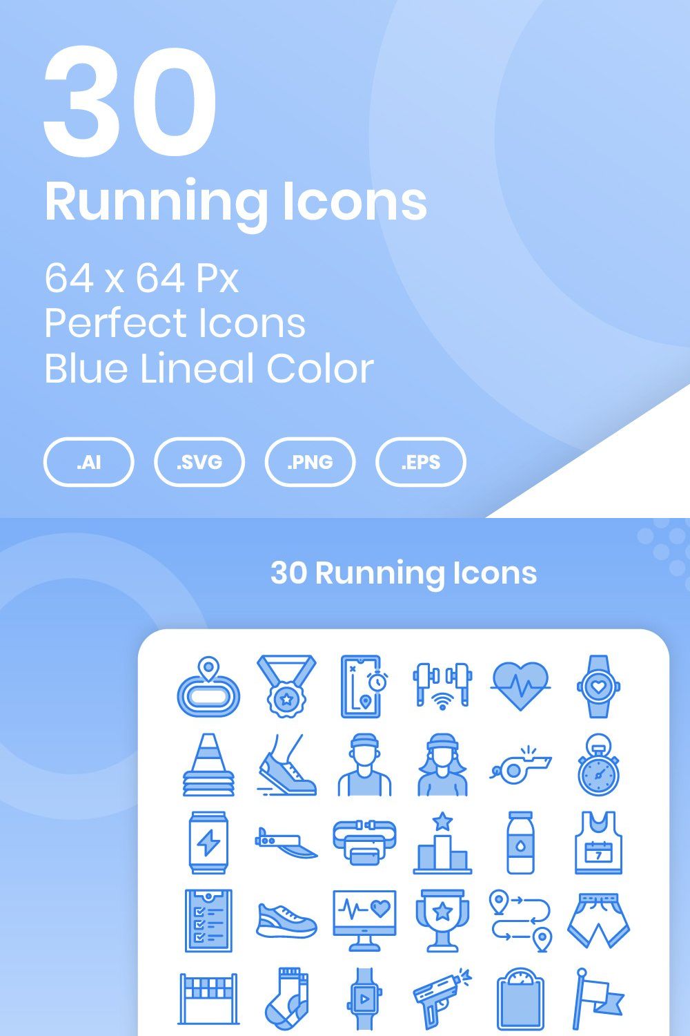30 Running - Lineal Color pinterest preview image.