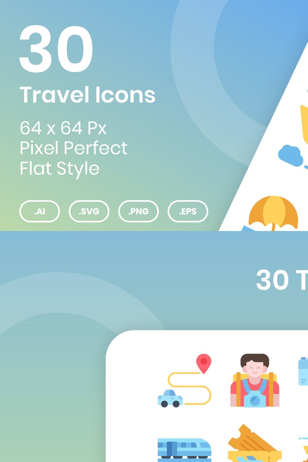 30 Travel - Flat pinterest preview image.