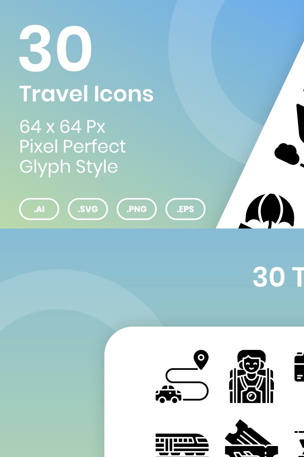 30 Travel - Glyph pinterest preview image.