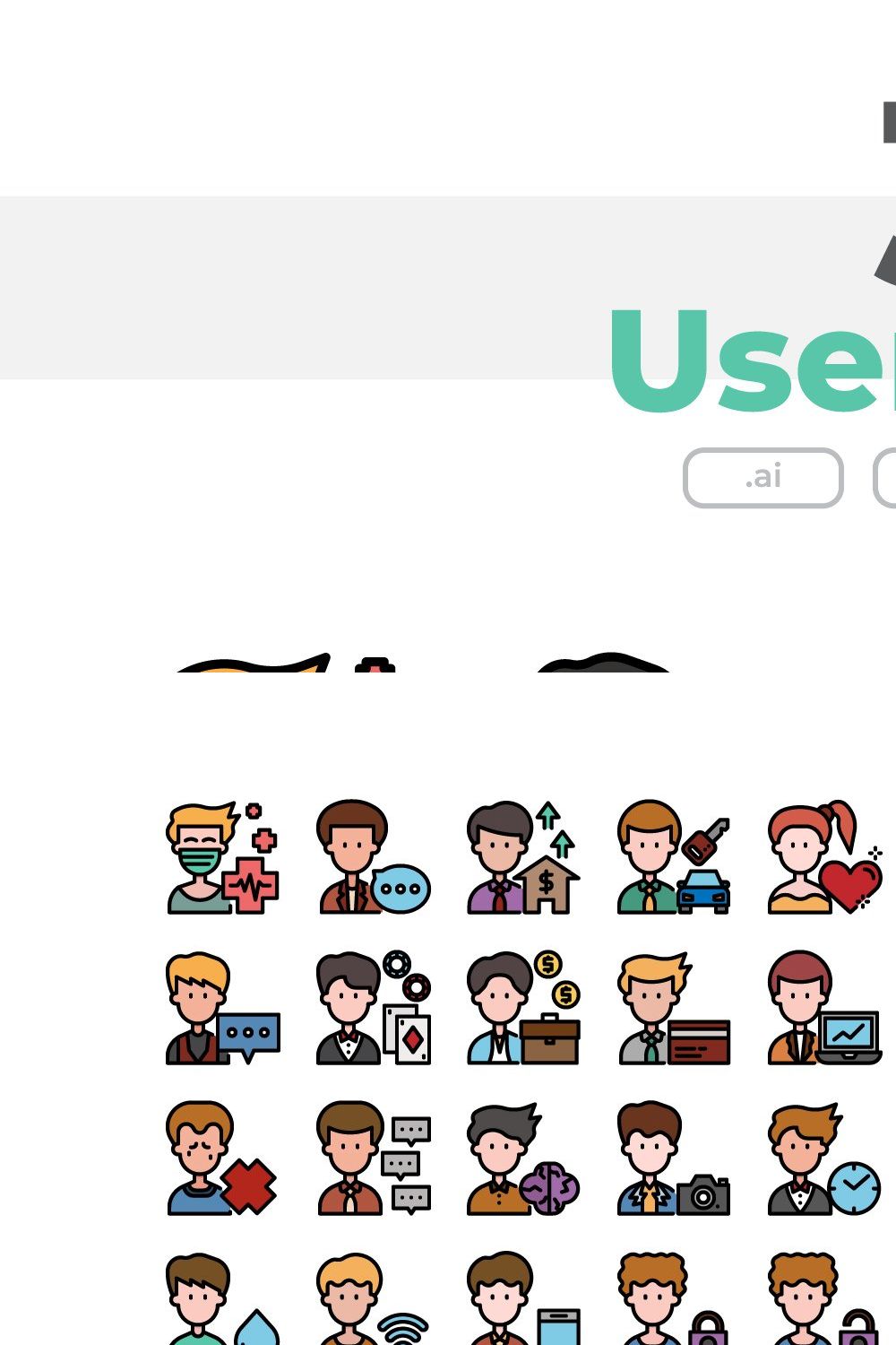 30 User Avatar Icon Sets pinterest preview image.