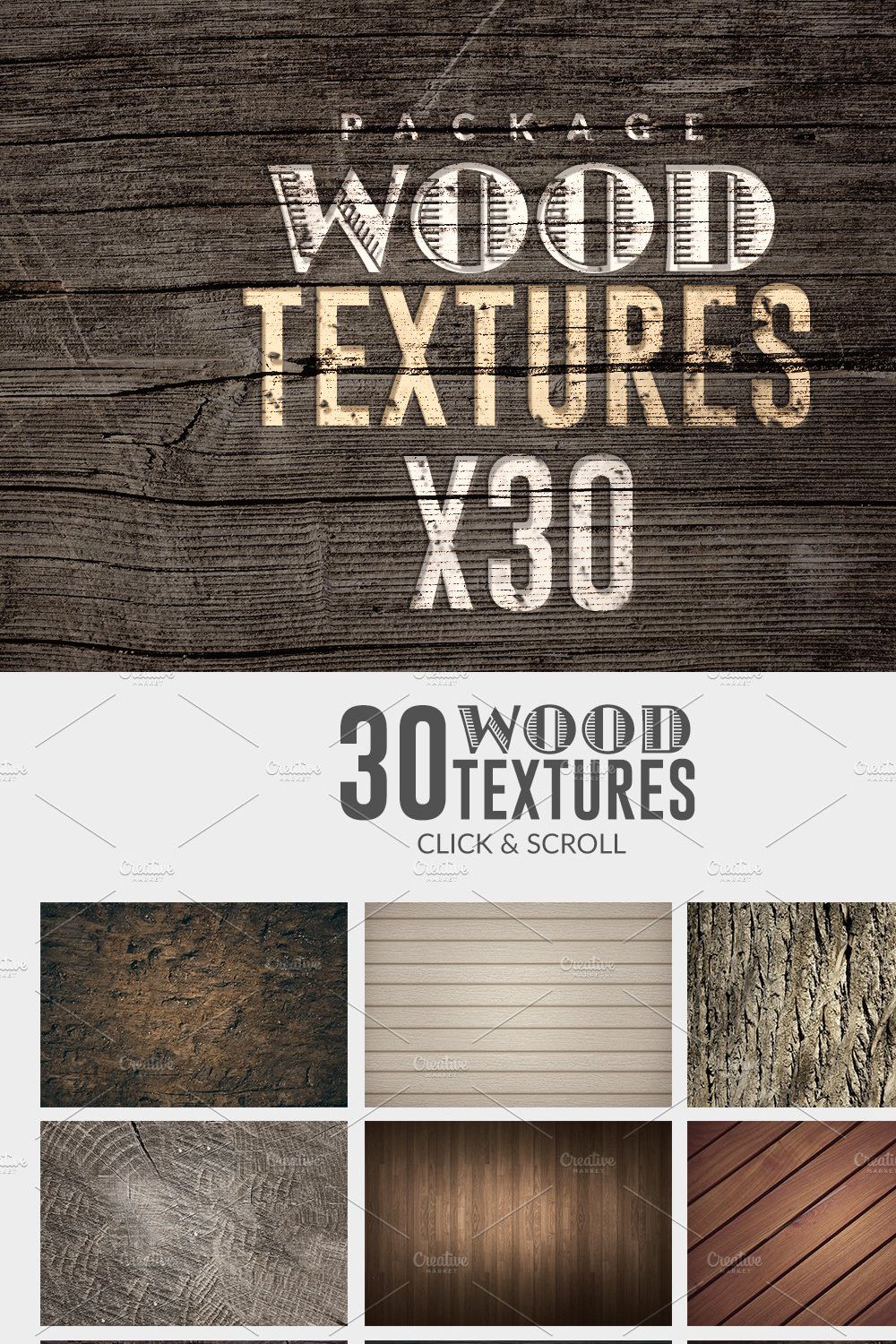 30 Wood Textures | Pack pinterest preview image.