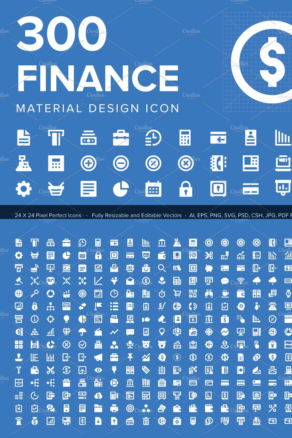 300 Finance Material Design Icons pinterest preview image.