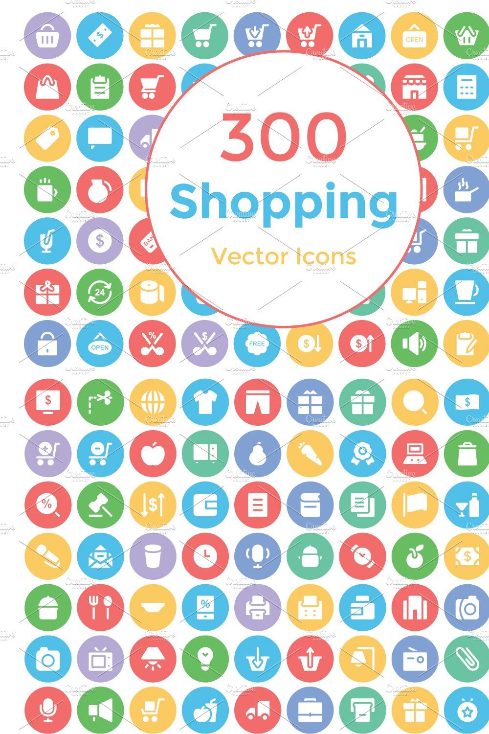300 Shopping Vector Icons pinterest preview image.