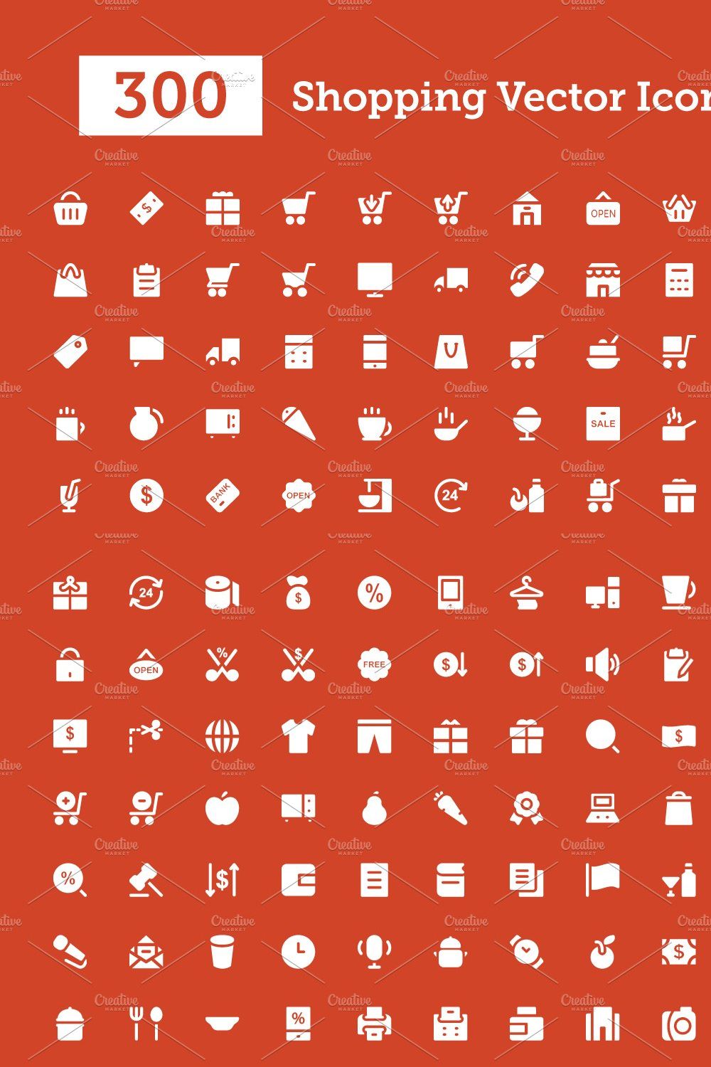 300 Shopping Vector Icons pinterest preview image.