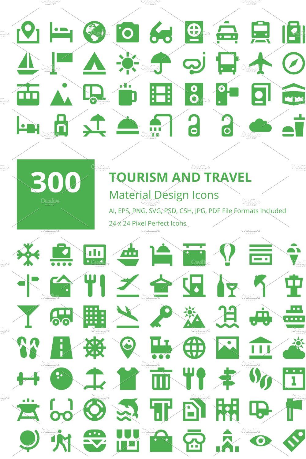 300 Tourism and Travel Material Icon pinterest preview image.