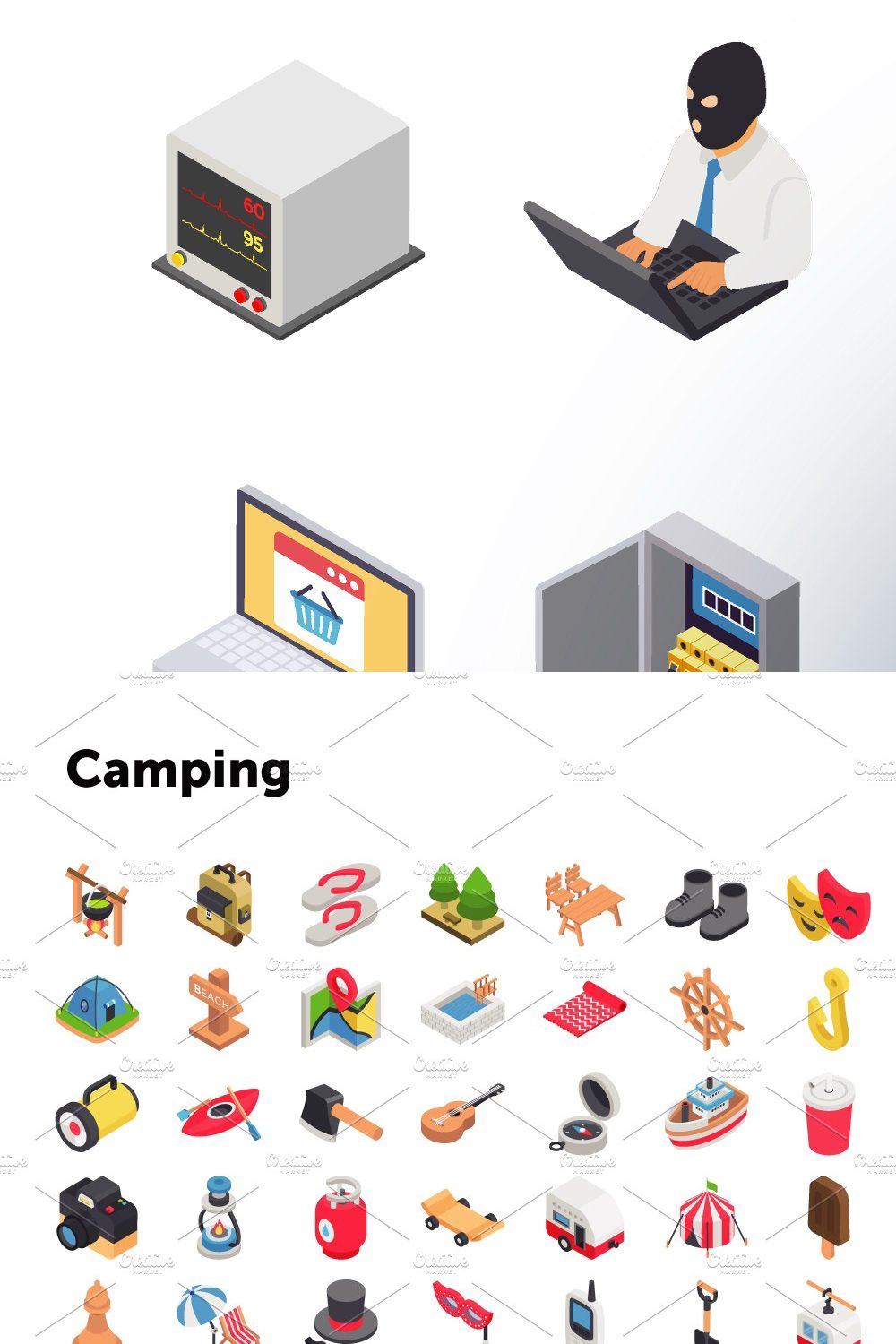 3100+ Isometric Vector Icons pinterest preview image.