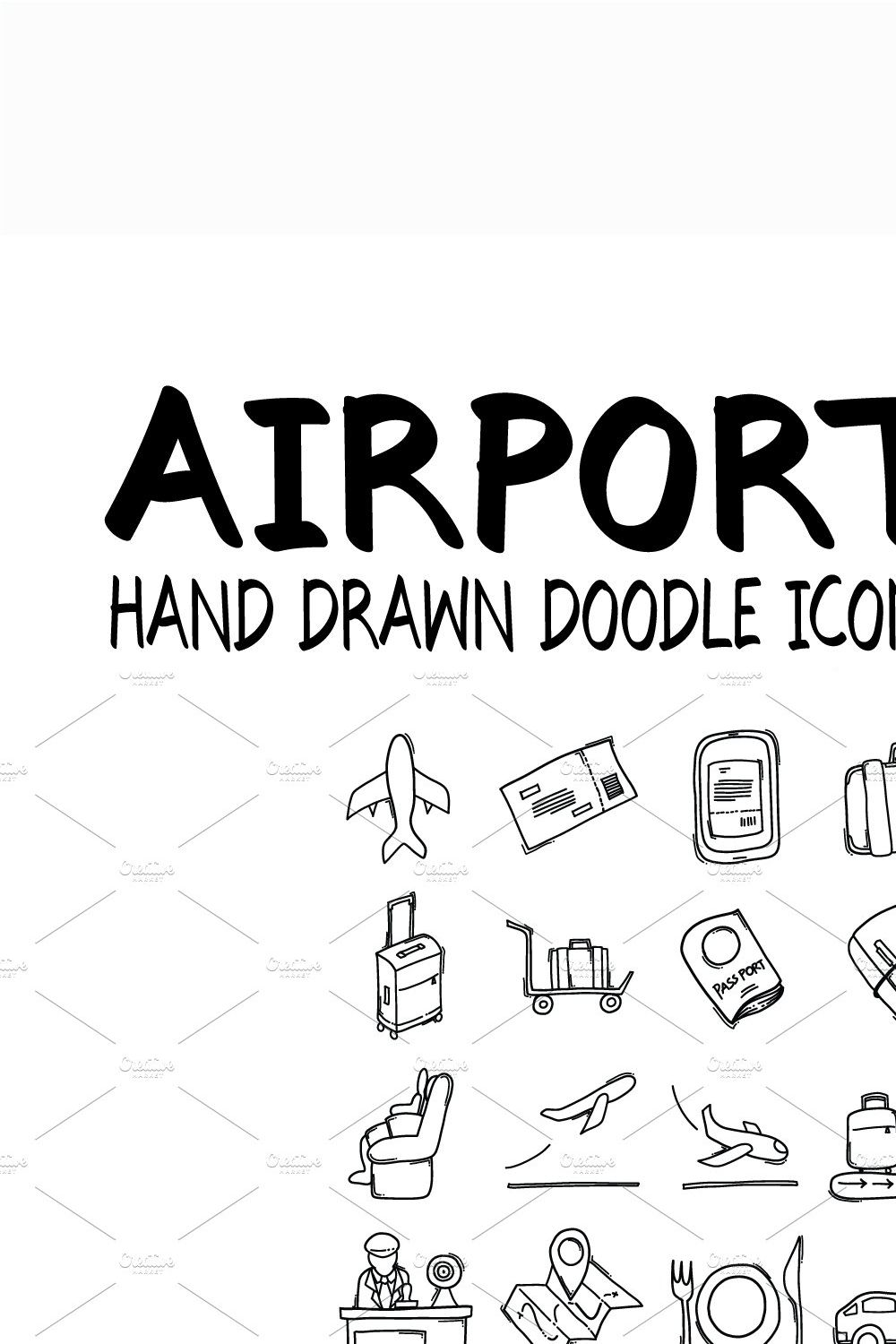 36 Airport doodle icons pinterest preview image.
