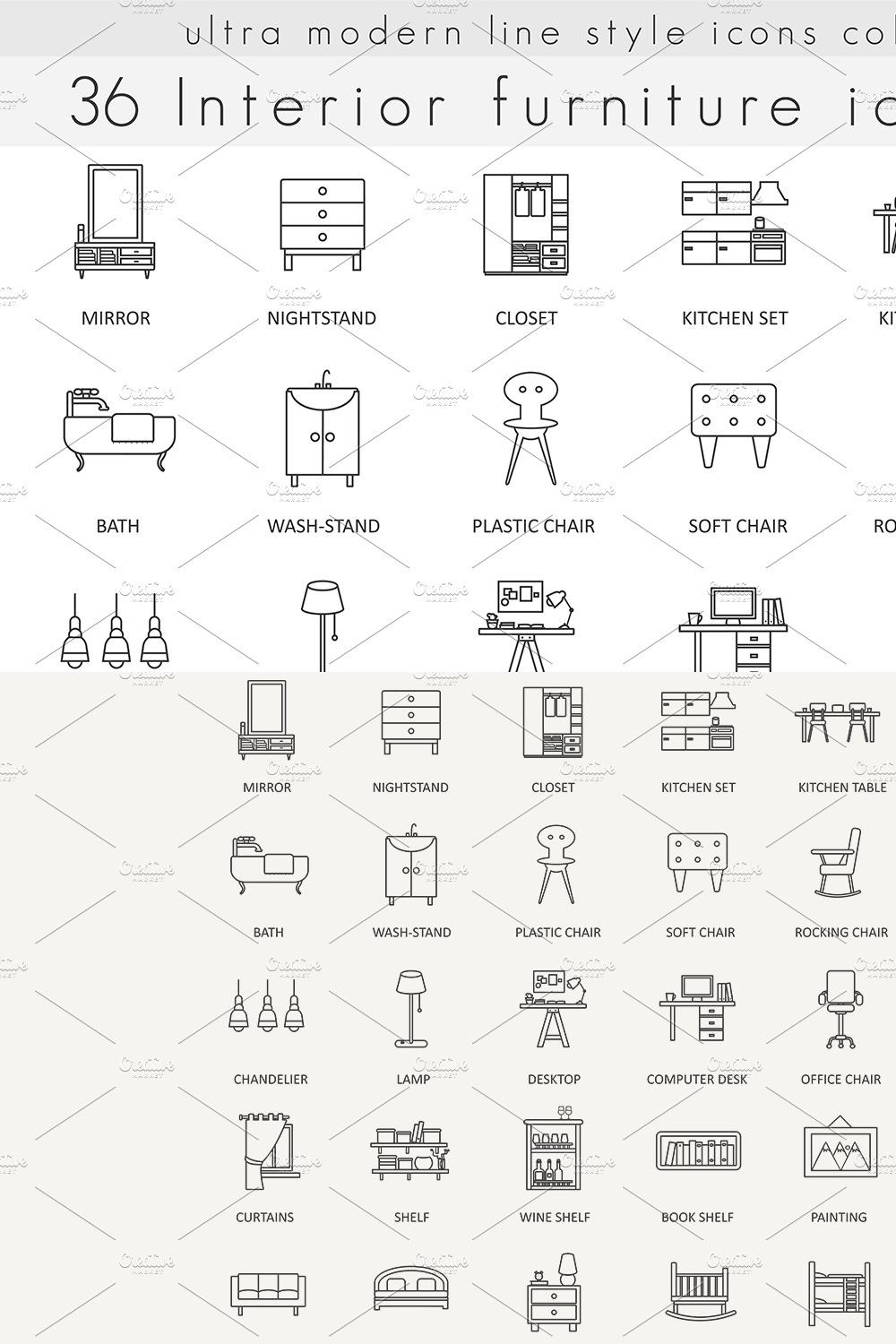 36 Furniture ultra modern line icons pinterest preview image.