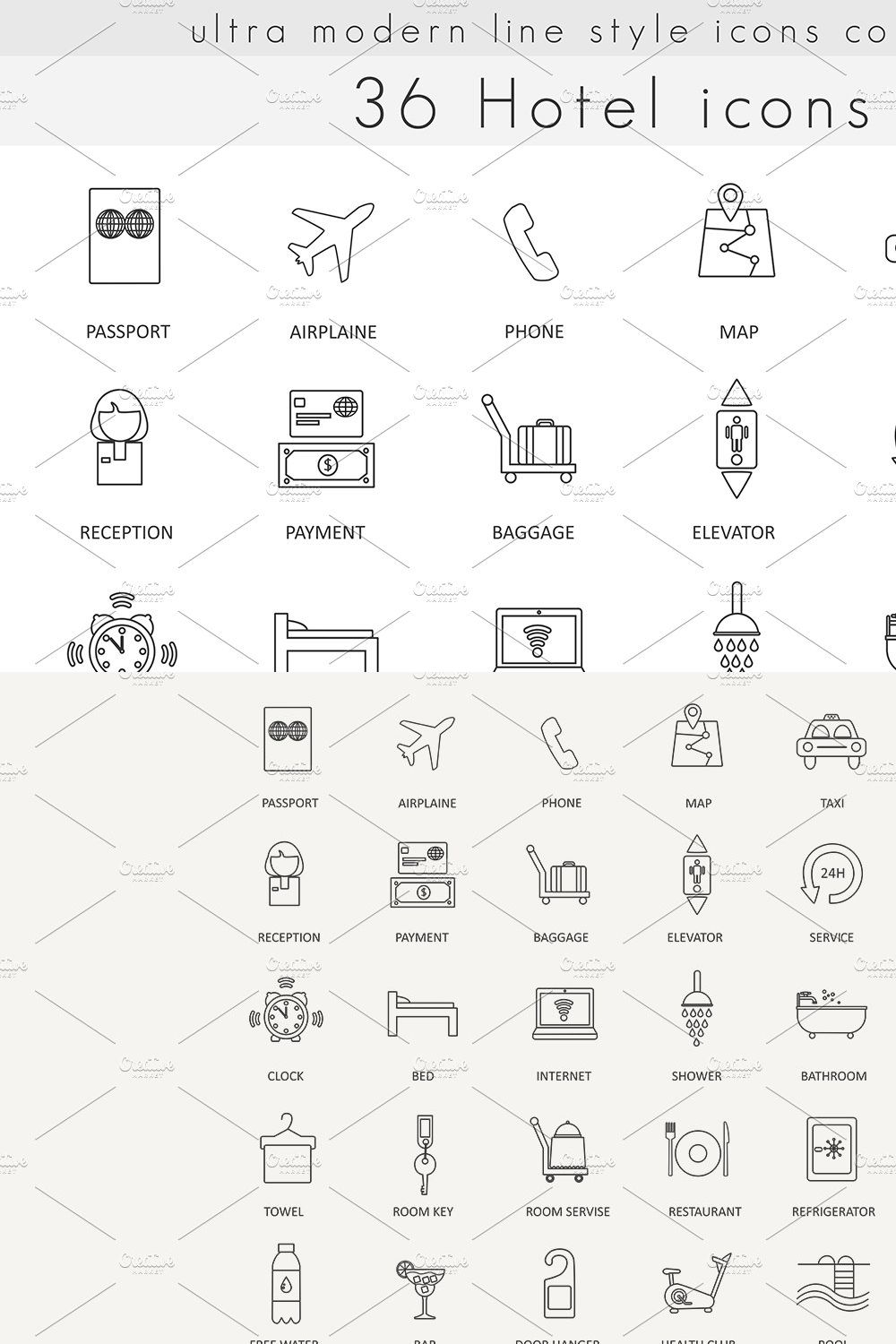 36 Hotel ultra modern line icons pinterest preview image.