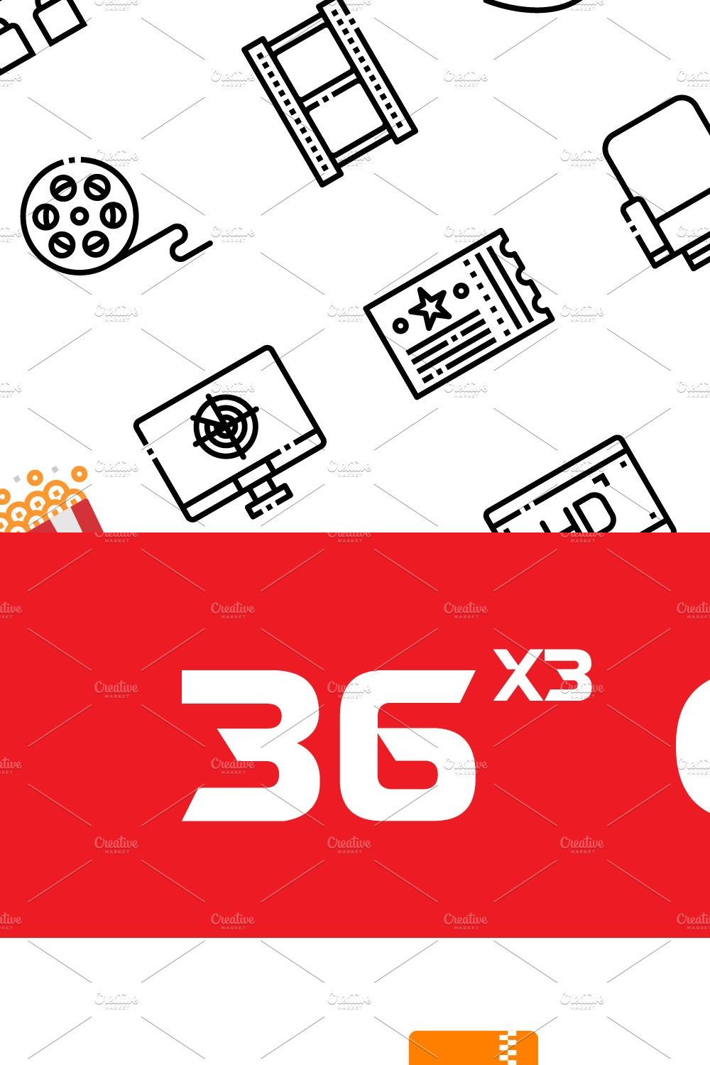 36x3 Cinema icons pinterest preview image.