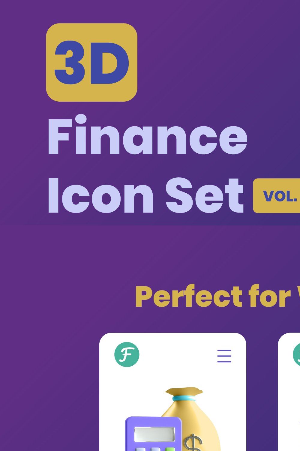 3D Finance Icon Set - Vol 2 pinterest preview image.