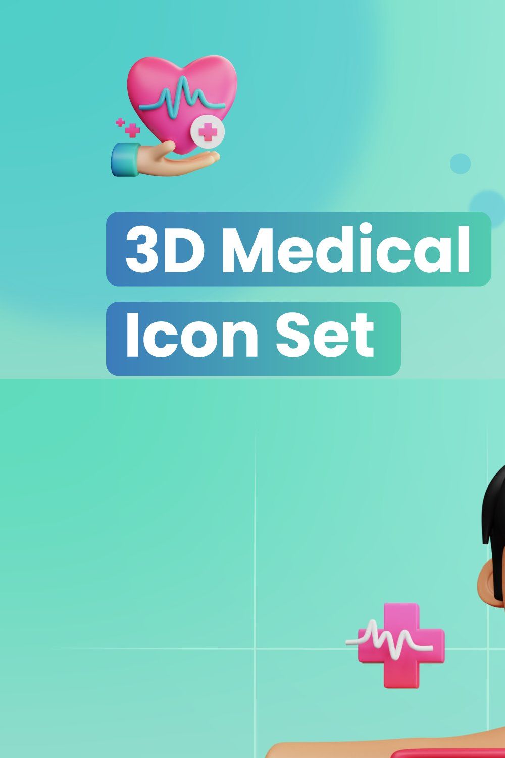 3D Medical Icons pinterest preview image.