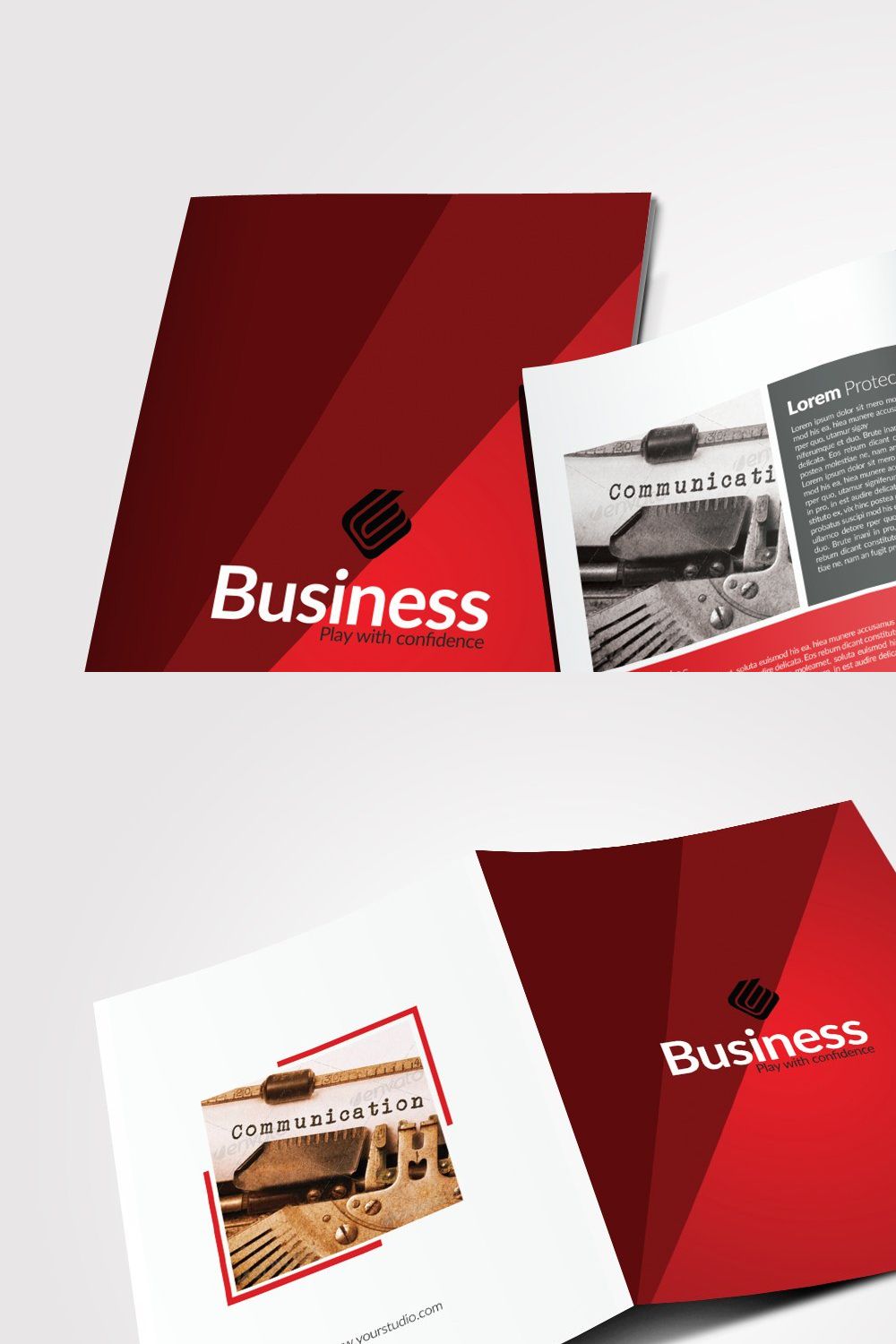 4 Pages Business Bi Fold Brochure pinterest preview image.