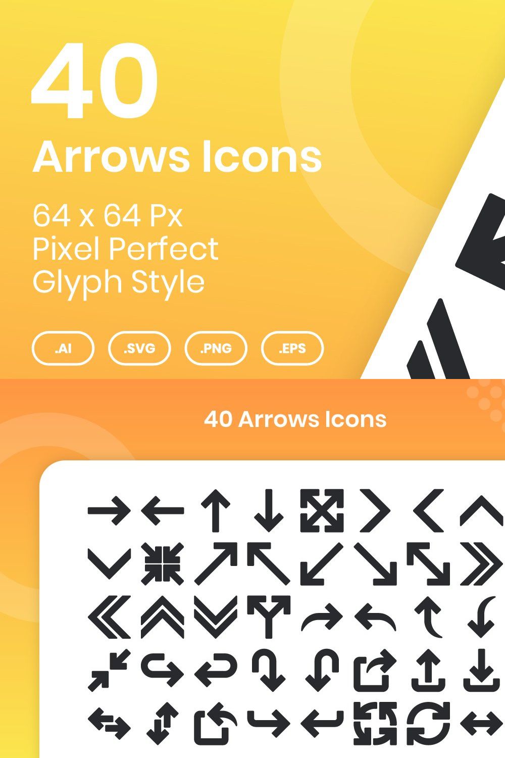 40 Arrows - Glyph pinterest preview image.