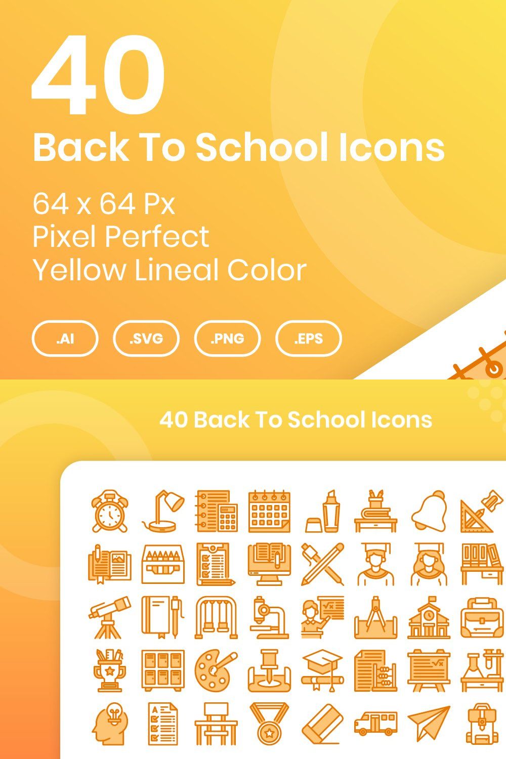 40 Back to School - Lineal Color pinterest preview image.
