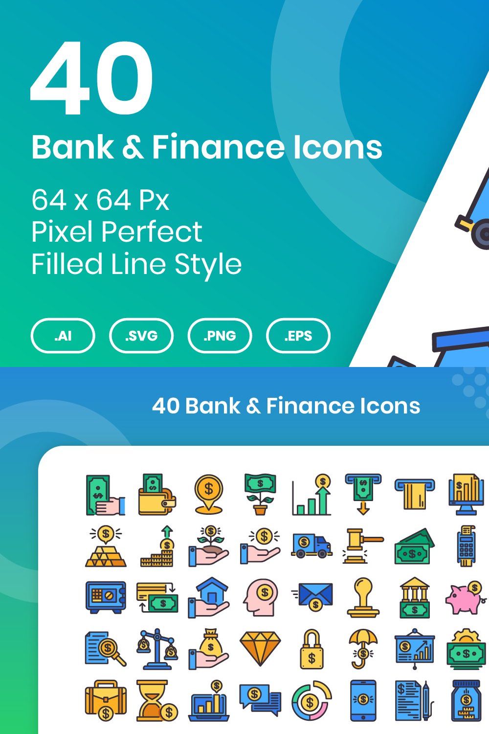 40 Bank & Finance - Filled Line pinterest preview image.