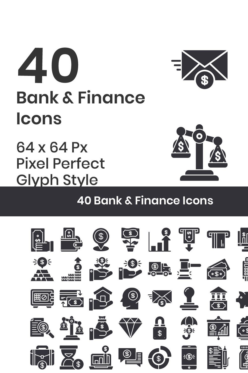 40 Bank & Finance - Glyph pinterest preview image.