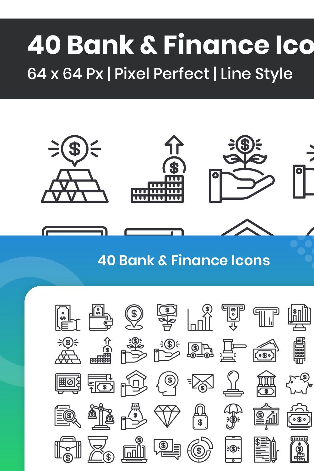 40 Bank & Finance - Line pinterest preview image.