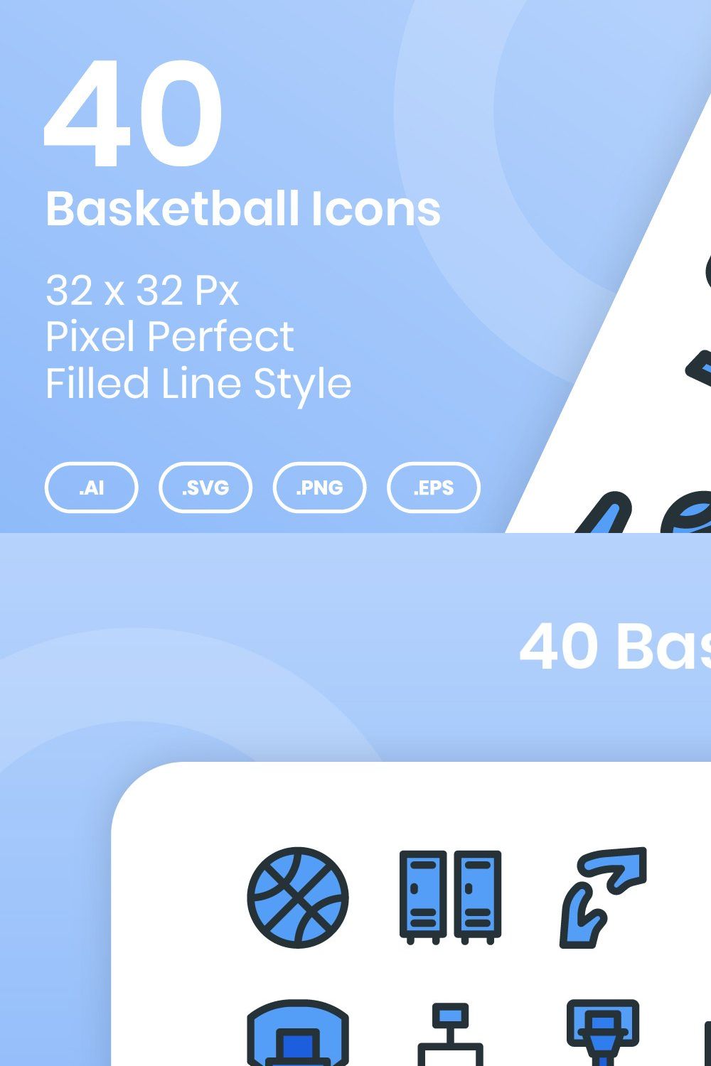 40 Basketball - Filled Line pinterest preview image.