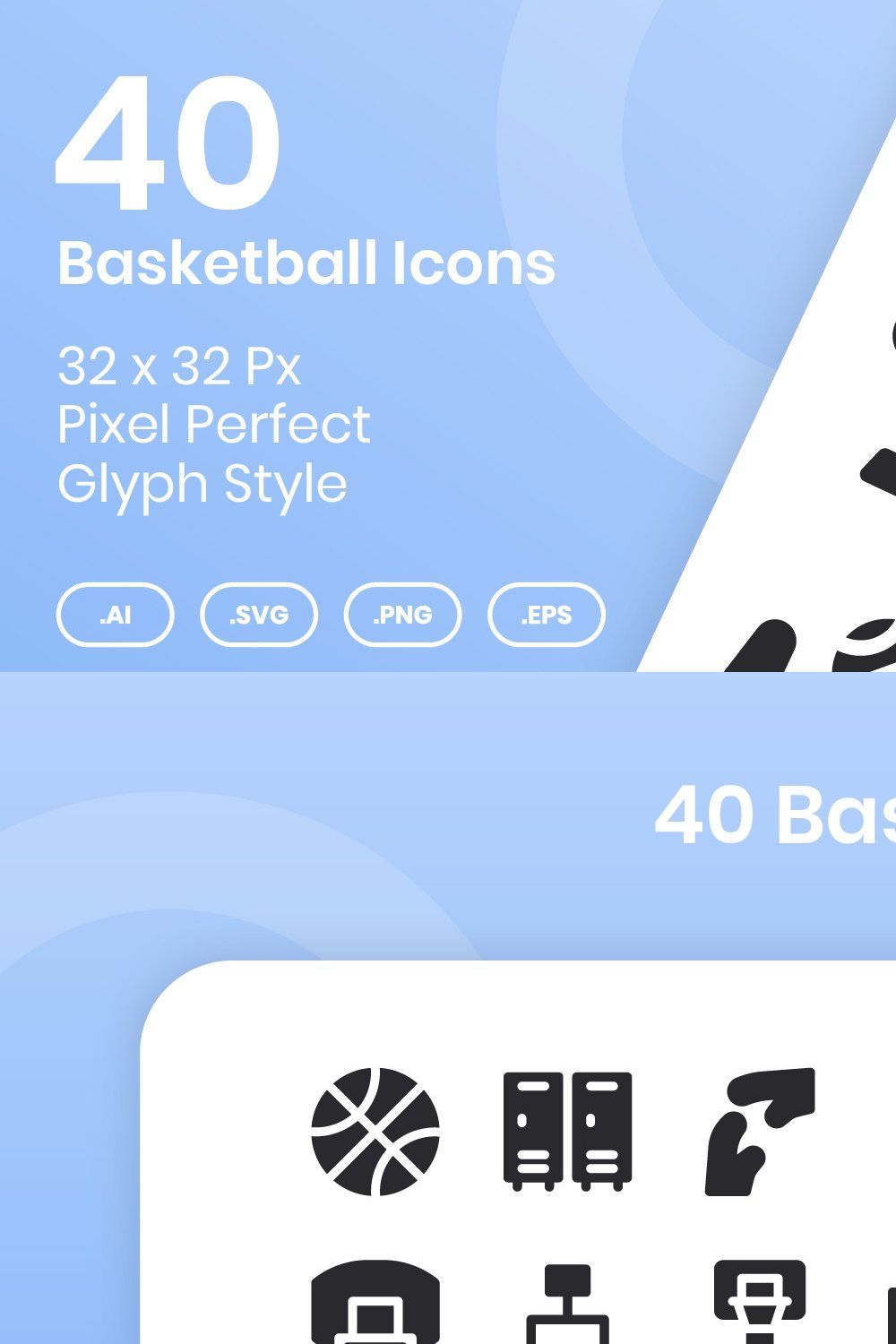 40 Basketball - Glyph pinterest preview image.