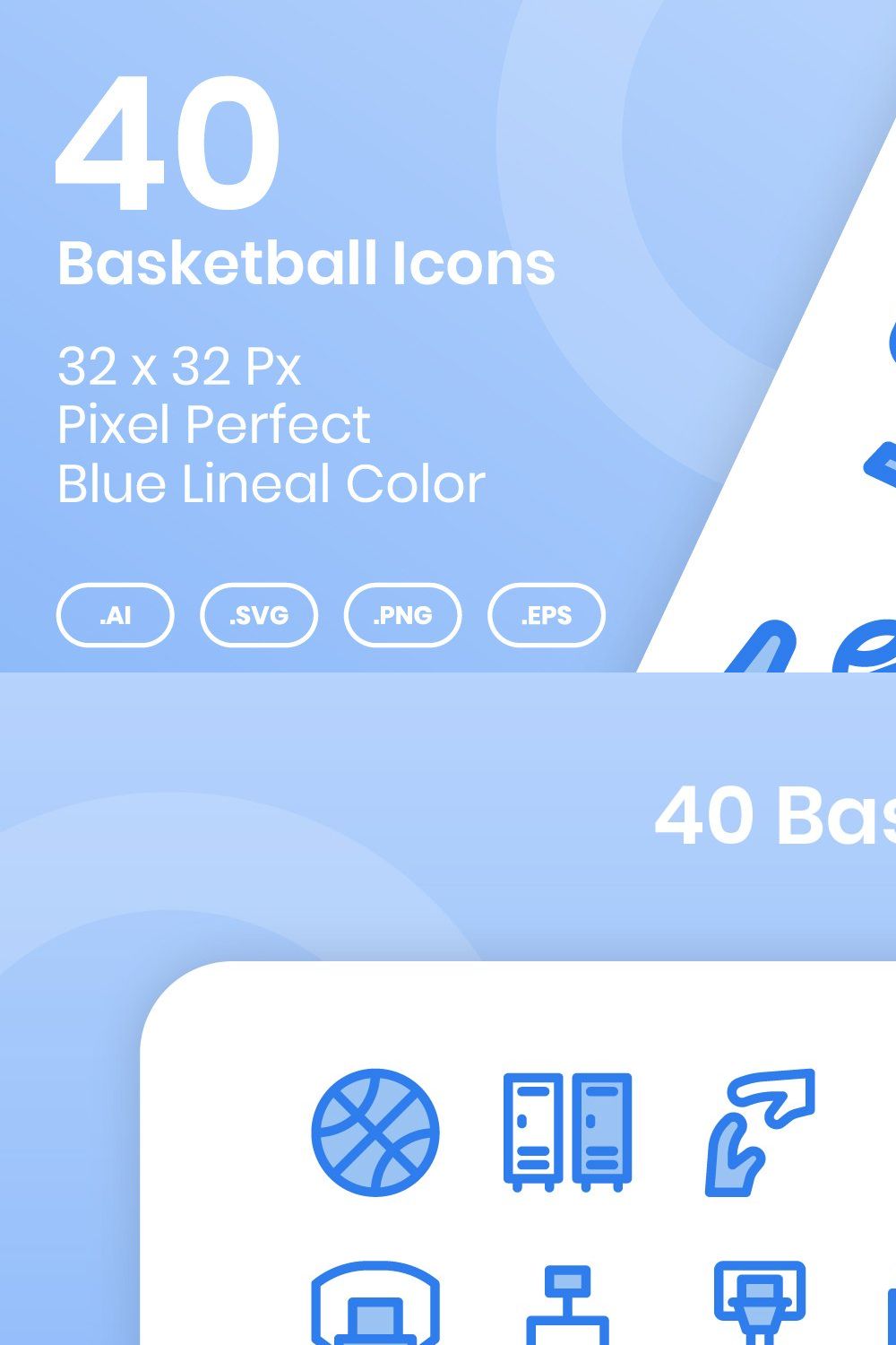 40 Basketball - Lineal Color pinterest preview image.
