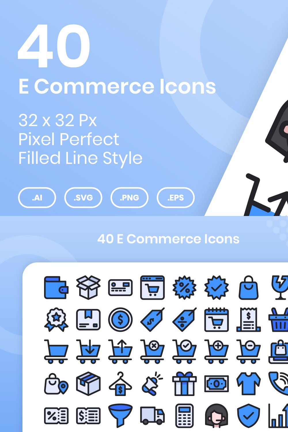 40 E Commerce - Filled Line pinterest preview image.