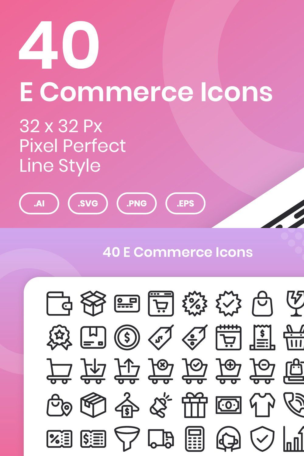 40 E Commerce - Line pinterest preview image.