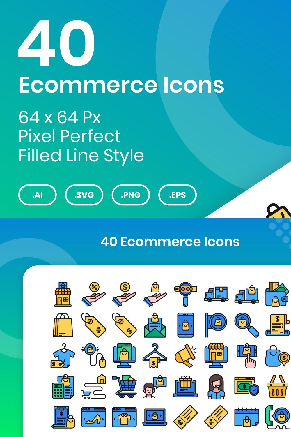 40 Ecommerce - Filled Line pinterest preview image.